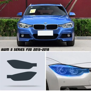 LH+RH Smoke TPU Headlights Protective Precut Film Sticker Cover Trim For BMW F30 - Picture 1 of 10