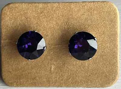 Parafusos de cristal Swarovski roxos feitos à mão 8 mm, com poste de aço inoxidável - Imagem 1 de 3