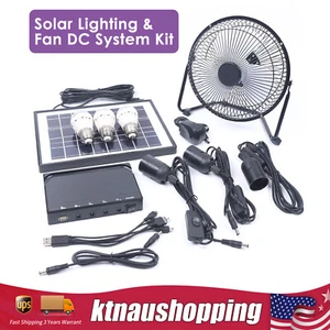 Solar Power Panel Kit Outdoor Camping USB Charging System W/ LED Light & 8" Fan - Picture 1 of 14