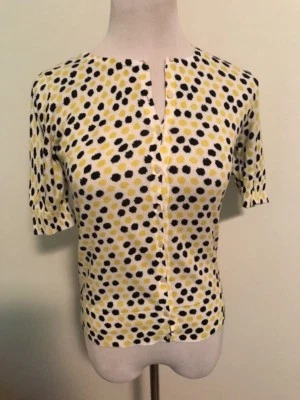 CÁRDIGAN ANN TAYLOR NEGRO AMARILLO BLANCO LUNARES* MANGA LARGA ABOTONADA TALLA S Foto 1 de 4