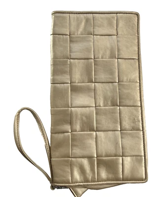 Apt. 9 Bolso de Mano para Mujer Bolso sin asas 11 x 6" Cuero Dorado con Correa Manipulador Foto 1 de 4