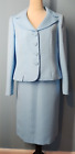 KASPER 2PC Light Blue Textured Polyester Notch Collar Skirt Suit Size 10