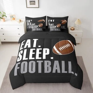 NEU! Twin Size Fußball Bettdecke 7-teiliges Bettwäsche-Set, Bett in einer Tasche (schwarz) - Bild 1 von 9