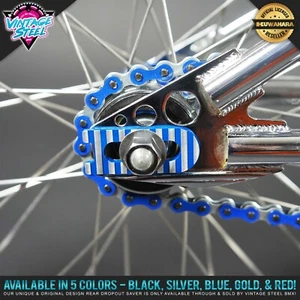 Vintage Steel "LITE SAVER" 3/8" - 10mm BMX Dropout Saver - Front & Rear (Blue) - Picture 1 of 9