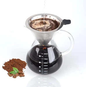 Pour over Coffee Maker with Reusable Double-Layer Stainless Steel Filter, 800Ml/ - Picture 1 of 7