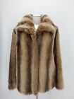 Fox Faux Fur Coat Jacket Large Brown Women's 40072