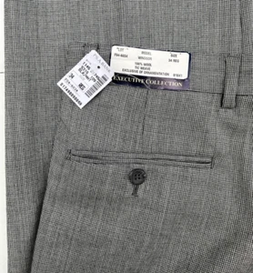Nuevo con etiquetas Pantalón Windsor Jos.A.Bank Negro Blanco Cuadros Lana Plisado Frontal Dobladillo Crudo talla 34R - Imagen 1 de 14