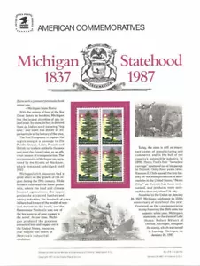 #274 22c Michigan Statehood Stamp #2246 USPS Commemorative Stamp Panel - Bild 1 von 1