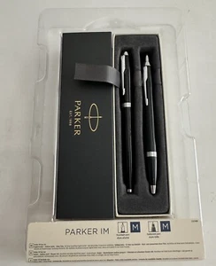 Parker IM Black Lacquer & Chrome Trim Fountain Pen & Ballpoint Pen Set 2093215 - Picture 1 of 7