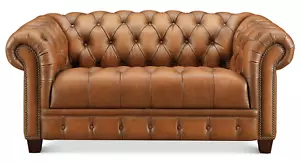 Hydeline York Top Grain Leather Chesterfield Loveseat, 69 inches, Tufted - Picture 1 of 8