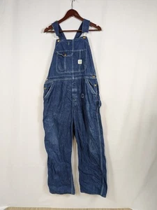 Vtg 1950s Jack Rabbit Dark Denim Low Back Overalls Measure 34x28 Sanforized A121 - Picture 1 of 18