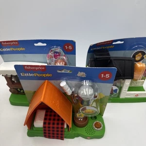 Lot Of 3 Fisher-Price Little People Cabin Stable Market  Playset - Picture 1 of 5