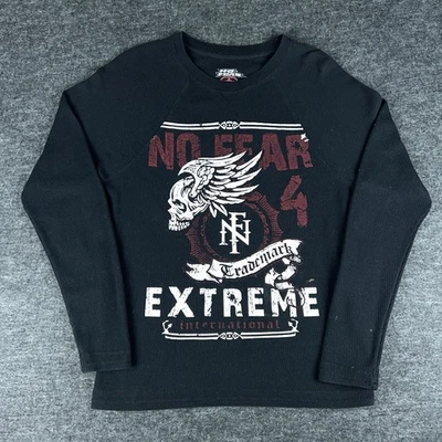 Camisa De Colección No Fear Para Hombre Mediana Negra Calavera Grunge Térmica LS Gráfico Camiseta 00s Foto 1 de 4