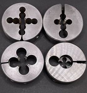 Lot of 4 USA HSS Round Threading Dies TRW 3/8-16, VTD 1/4-28, LSI 1/2-13, 3/8-24 - Picture 1 of 19