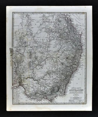 1876 Petermann Map Australia Sydney Melbourne Adelaide New South Wales Victoria - Image 1 of 3