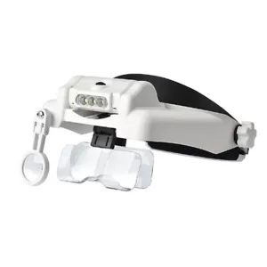 1X-14X 6 Lens Optivisor Headband Magnifier LED Lighted Head Magnifying Glass - Picture 1 of 11