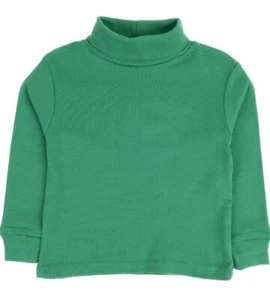 Leveret Girls Boys & Toddler Solid Turtleneck 100% Cotton Kids Shirt Green - Picture 1 of 3