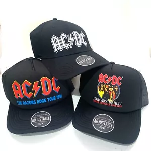 AC/DC Hat Mens Black OSFM Logo Curve Bill Baseball Cap / Casual ACDC Rock Band - Picture 1 of 14