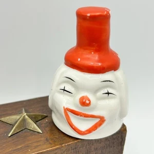 Vtg Bisque Porcelain Handpainted Clown Head Face Macabre Dead Hobo Bell - Picture 1 of 7