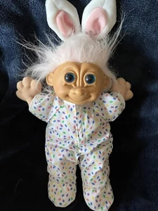 RUSS 12" Troll Doll Plush Baby Doll Pink Hair Easter Bunny. jelly bean pattern - Picture 1 of 3