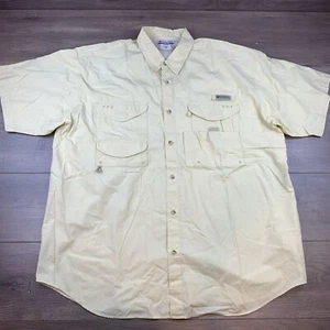 Columbia PFG Short Sleeve Button Up Vented Fishing Outdoor Shirt Men’s XL Yellow - Picture 1 of 13