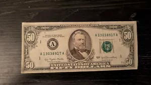 50 Dollar Schein 1977 Note A13038917A U.S Federal Reserve Papiergeld - Bild 1 von 6