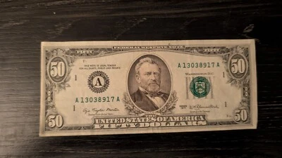 $50 Dollar Bill 1977 Note A13038917A U.S Federal Reserve Paper Currency - Image 1 of 4