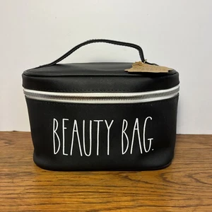 RAE DUNN "BEAUTY BAG" Cosmetic Train Case Black Zipper Closure New with Tags - Picture 1 of 7