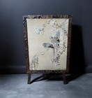 Antique Japanese Silk Embroidered Picture Owls Birds 