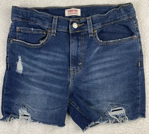 Levi Strauss Signature Jean Shorts Womens Sz 18 Blue Adjustable Waist Denim - Picture 1 of 10