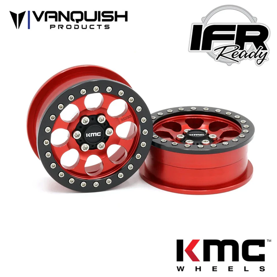 Vanquish 2.2 Aluminum KMC KM237 Riot Beadlock Wheels Red (2) VPS08063 - Image 1 of 1