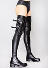 NEW AZALEA WANG Ready For Action Thigh High Boots -SALE Virtual Black Lace Up
