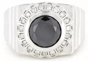 Genuine 14CT WHITE GOLD, BLACK DIAMOND,HALO RING. With Valuation Certificate. - Picture 1 of 4