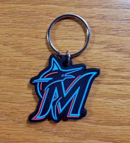 MIAMI MARLINS Official Team Logo MLB Baseball 2019 Rubber Key Ring Key Chain Cover