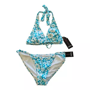 Bikini Juniors Halter floral blanco azul flor talla XL 15-17 para mujer - Imagen 1 de 3
