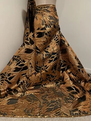Copper Black Metallic Brocade Organza Fabric 58” Width Sold By The Yard - Image 1 of 4