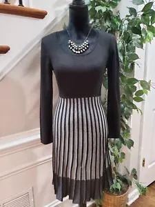 Calvin Klein Womens Black Acrylic Round Neck Long Sleeve Knee Length Dress Small - Picture 1 of 11