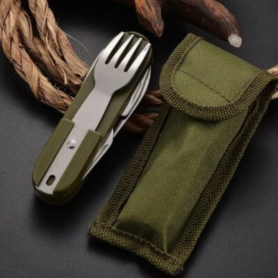7 in 1 Klappbesteck Flaschenöffner Camping Besteckset Essbesteck klappbar Tasche - Bild 1 von 4