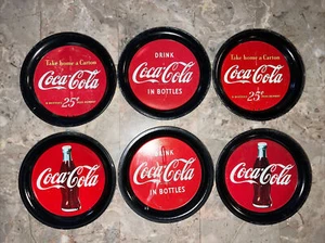 SET OF 6 DIFFERENT COCA-COLA - METAL COASTERS - Picture 1 of 7