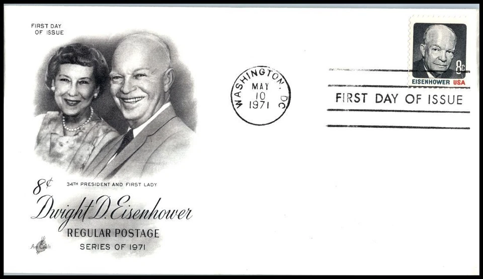 1971 Dwight D Eisenhower Sc 1394 sheet FDC 34th President with ArtCraft cachet - Image 1 of 1