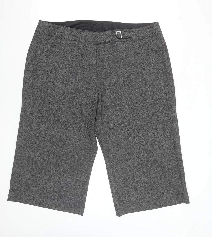 Marks and Spencer Women Grey UK 22 Bermuda Shorts with Buckle Detail - Image 1 of 4