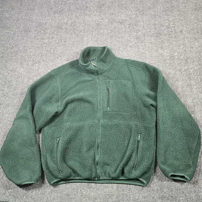 Vintage Lands' End Jacket Mens Large Green Polartec Fleece Full Zip Made USA 90s - Image 1 of 4
