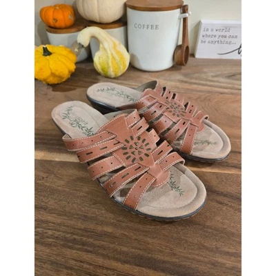 Easy Spirit ESVARRIA Brown Leather Woven Strap Comfort Sandals Women Size 7.5M - Image 1 of 4