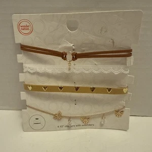 Wonder Nation• 4er Pack• 12" Herzen Schmetterlinge Halsband Halskette Set• Neu in Verpackung• - Bild 1 von 6