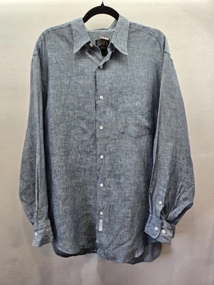 Vintage Dkny Mens 100% Linen Blue Chambray Shirt Top Sz M Relaxed Button Down - Image 1 of 4