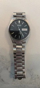 Seiko 8123-800H 36mm Black Dial Quartz Watch Speidel Band | As-Is Vintage - Bild 1 von 4