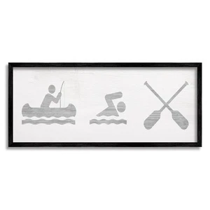 Lake Cabin Activities Sign Giclee Framed Wall Art, Design by Lil' Rue - Picture 1 of 7