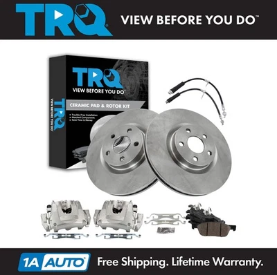 Kit de pastillas de freno delanteras y rotor de cerámica TRQ para Ford Edge 2016-2018 Foto 1 de 4