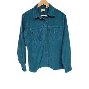 Vintage LL Bean Women Green Chamois Cloth Button Down Shirt Size 20 Made USA - Picture 1 of 10