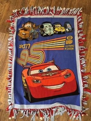 Disney Pixar Cars-Team Lightning McQueen Plush Twin Sized Blanket Throw Handmade - Image 1 of 4
